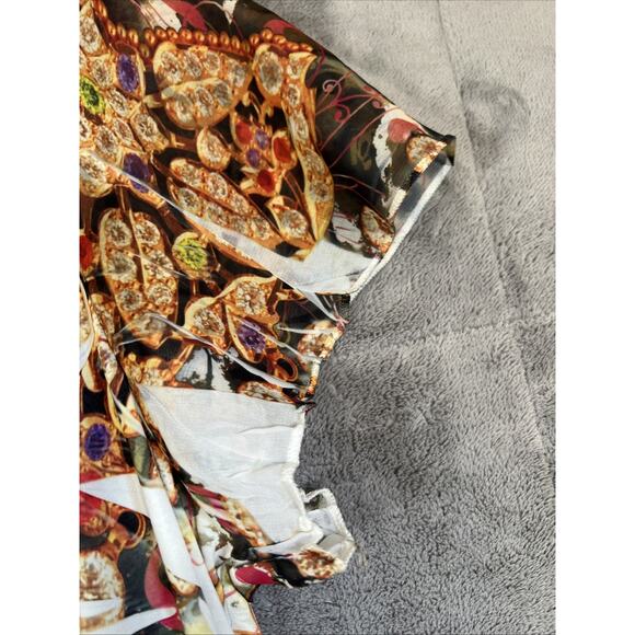 Energe Tunic 2X Multi Paisley Flutter Sleeve V Neck Back Lace Studded Boho Arty - Picture 5 of 12